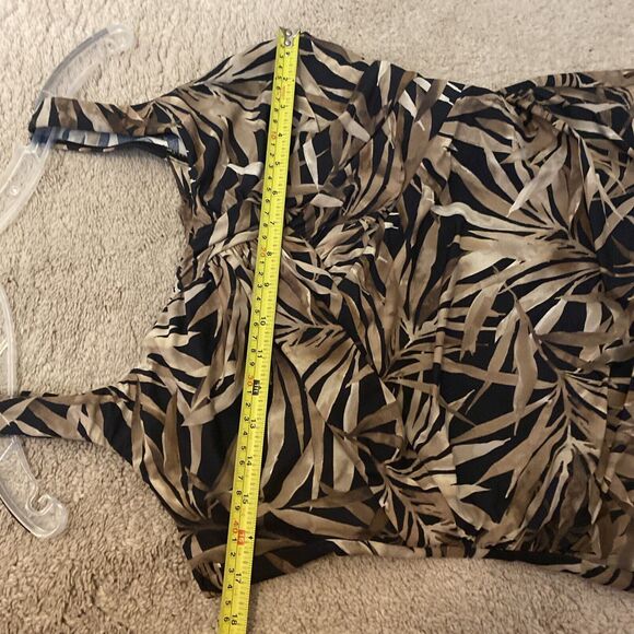 Lands End Womens Black Brown Beige Size Ten Draped Front  One Piece Swimsuit 18 - Picture 7 of 8